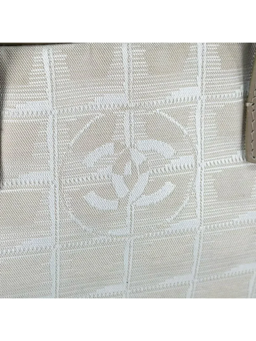 Chanel New Travel Leather Canvas Beige Handbag Silver
